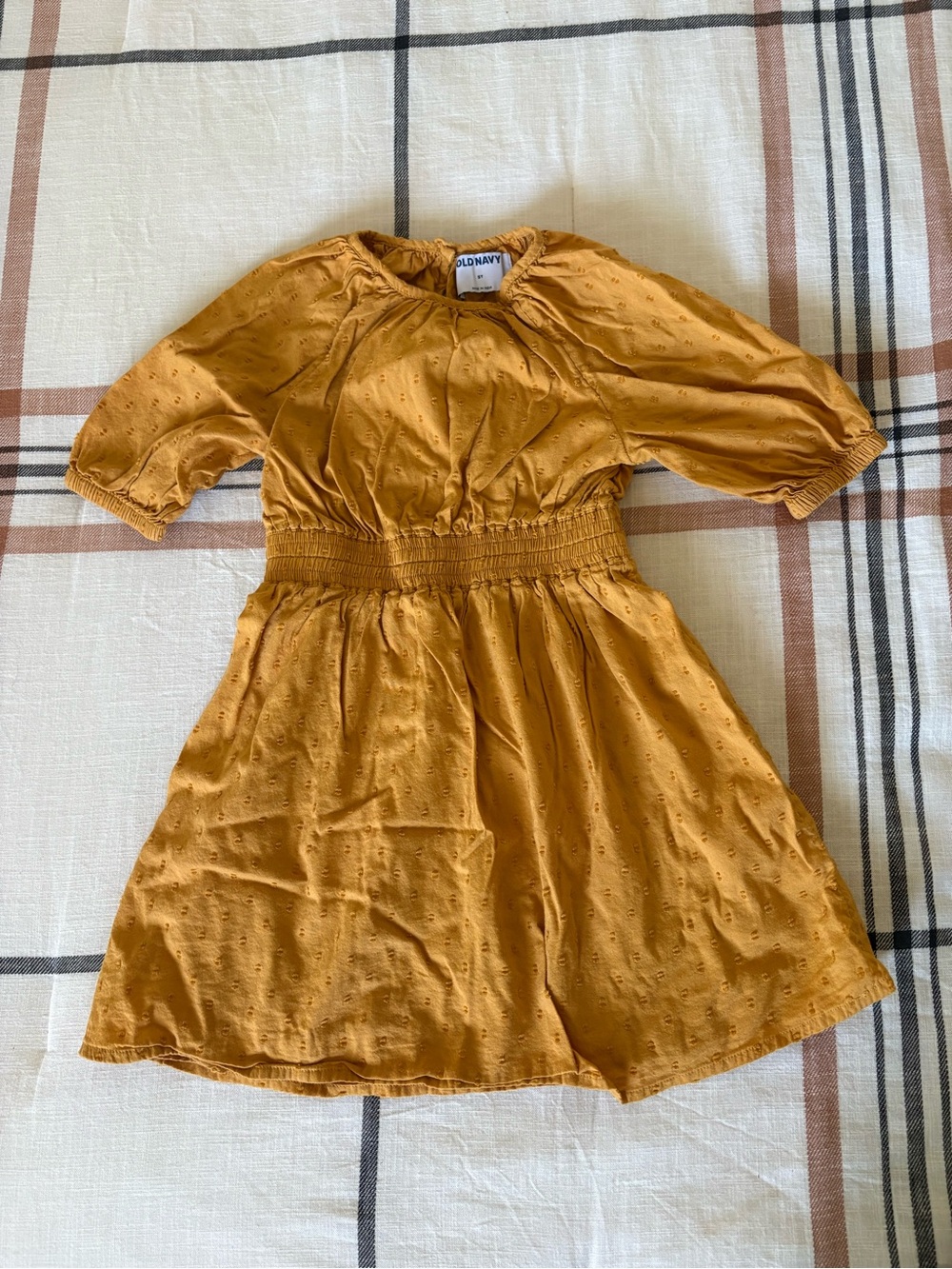 Old Navy Girls' Mustard Yellow Eyelet Dress